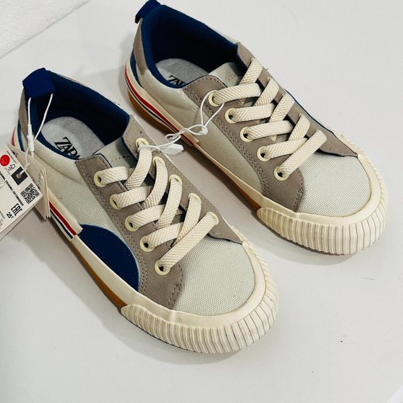 Zara Other - NWT Zara Comfort Sneakers Elastic Laces Bear Sole MultiColor Unisex Youth Size 2